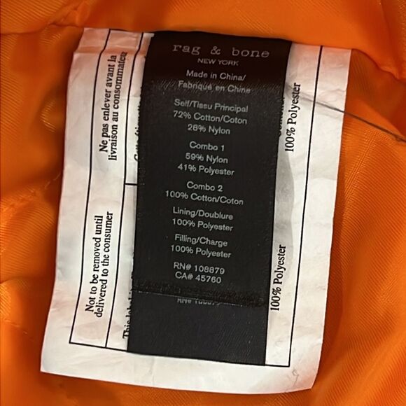 New Rag & Bone Camo Flight Jacket Bomber Shearling Collar Removable Size Small - Picture 14 of 16